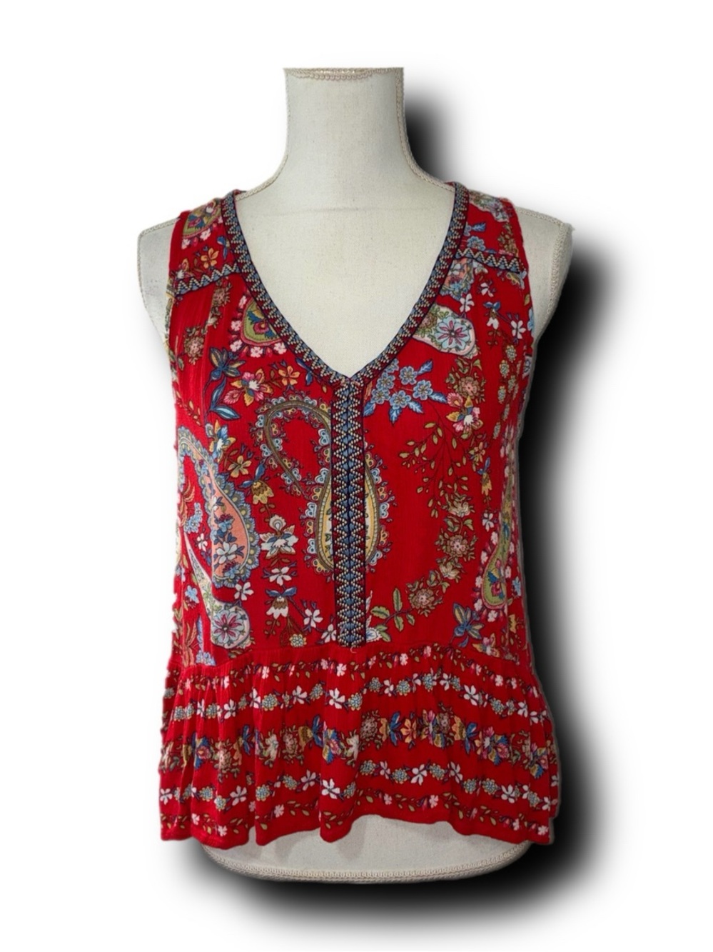 Patrons of Peace Boho Sleeveless Paisley Print Tank Top Hippie Festival Vibes